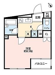 PalaisHomes大岡山 1Kの間取図画像