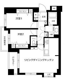 ハウス山の手八幡坂 2LDKの間取図画像