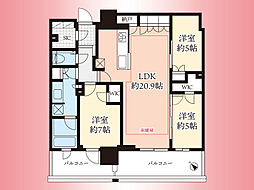 プラウドタワー相模大野クロス 3SLDKの間取図画像
