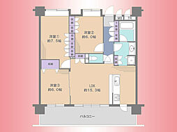 マイキャッスル淵野辺エクセレントステージ 3LDKの間取図画像
