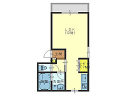 Osaka Metro谷町線 谷町六丁目駅 徒歩4分の賃貸アパート 3階ワンルームの間取り