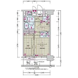 近鉄大阪線 鶴橋駅 徒歩5分の賃貸マンション 8階1LDKの間取り