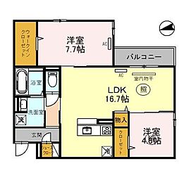 Osaka Metro中央線 深江橋駅 徒歩4分の賃貸アパート 2階2LDKの間取り