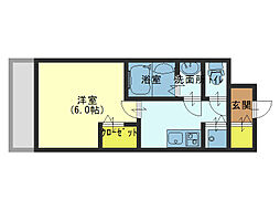 JR大阪環状線 玉造駅 徒歩4分の賃貸マンション 2階1Kの間取り