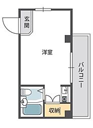 JR大阪環状線 桃谷駅 徒歩8分の賃貸マンション 5階ワンルームの間取り