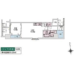 Draw上本町 1LDKの間取図画像