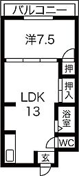 メゾン大和枚岡 1LDKの間取図画像