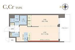プレジオ城東 1LDKの間取図画像
