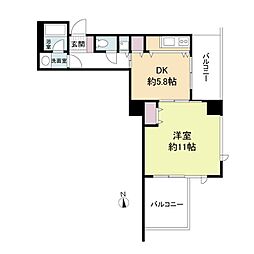 クロスレジデンス大阪新町 1LDKの間取図画像
