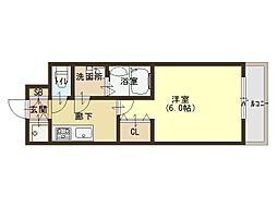 ESLEAD大阪城南GRANDUX 1Kの間取図画像