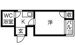 ドリーム21新今里 1Kの間取図画像