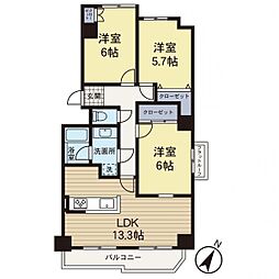 海老名かしわ台パークハイツ 3LDKの間取図画像