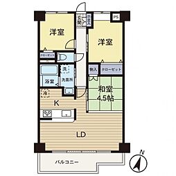 ライオンズマンション中央林間第6 2LDKの間取図画像
