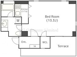 フレッグ目黒平町 地下1階ワンルームの間取り