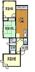 フラワーハイツ 3LDKの間取図画像