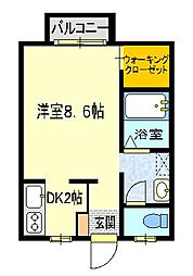 ジュネスアマヌマ 1Kの間取図画像