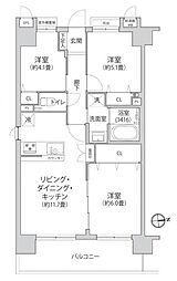 レクセルプラザ本厚木 1SLDKの間取図画像
