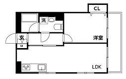シャルマン花隈 1LDKの間取図画像