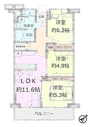 蓮根サンハイツ 3LDKの間取図画像