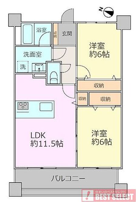 ■7階建て4階部分の南西向き住戸で陽当り良好■専有面積:52.56平米の2LDK