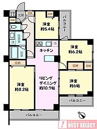 コスモ中台 4LDKの間取図画像