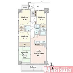 カルム赤羽 3SLDKの間取図画像