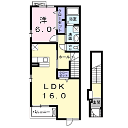 サン・カーサＭ　II 2階1LDKの間取り