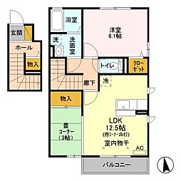 グランコート　II 201 2階1LDKの間取り