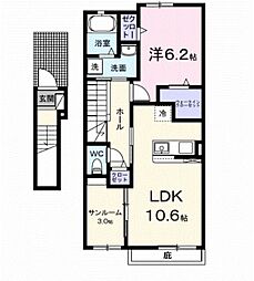 モルゲンロートＫ 2階1LDKの間取り