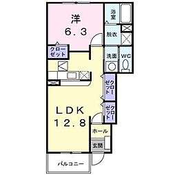 サニーコートＡ 1階1LDKの間取り