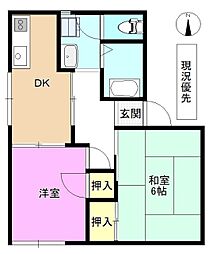 T・サンライズC 2DKの間取図画像