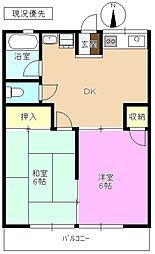 シティハイムくらたB 2DKの間取図画像
