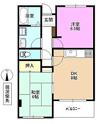 KJ・犀南 2DKの間取図画像