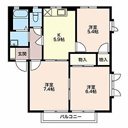 パストラルハイムNW・B 3Kの間取図画像