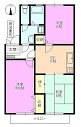 ハイカムール青木島2 3DKの間取図画像