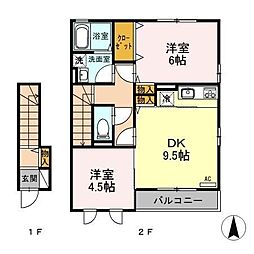 ヘブンリーパース 2DKの間取図画像