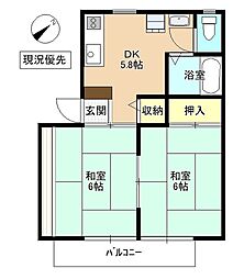 サンシティ宮友 2DKの間取図画像