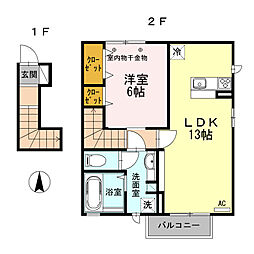 TMフォンテーヌ 1LDKの間取図画像