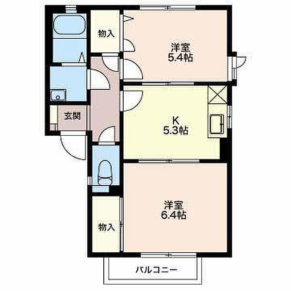 スカイハイツＨＩＲＯ ｜長野県長野市大字川合新田(賃貸アパート2K・1階・42.48㎡)の写真 その2