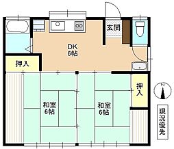 長野電鉄長野線 朝陽駅 徒歩3分の賃貸一戸建て 1階2DKの間取り