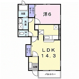 メルティー・アイII　Ｂ 1階1LDKの間取り