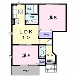 セピアコート若穂 1階2LDKの間取り