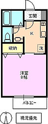 ハイツ柏 2階1Kの間取り
