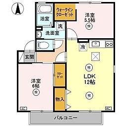 ピュアコートA 2LDKの間取図画像