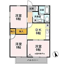ハイライズ若槻 3DKの間取図画像