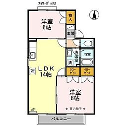 コーポラスU 2LDKの間取図画像