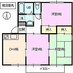 パークタウン北長野A 3DKの間取図画像