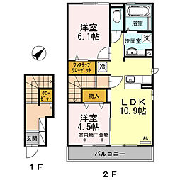 アズーリ 2LDKの間取図画像