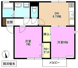 ルーラル・KB 2DKの間取図画像