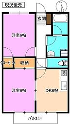 サープラススリーMB 2DKの間取図画像